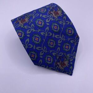 Salvatore Ferragamo Blue and Green Geometric Men's Tie